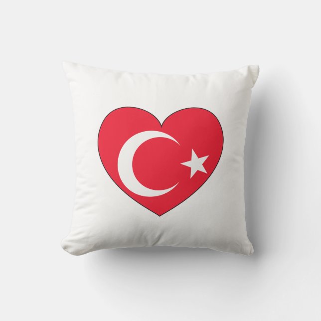 Turkey Flag Heart Throw Pillow (Front)