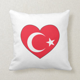 Turkey Flag Heart Throw Pillow