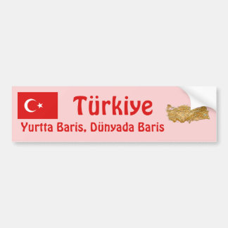 Turkey Flag + Map Bumper Sticker