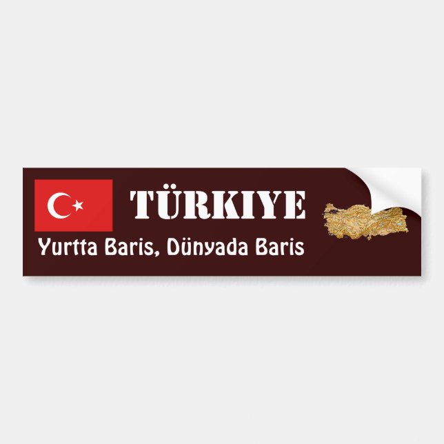 Turkey Flag + Map Bumper Sticker (Front)