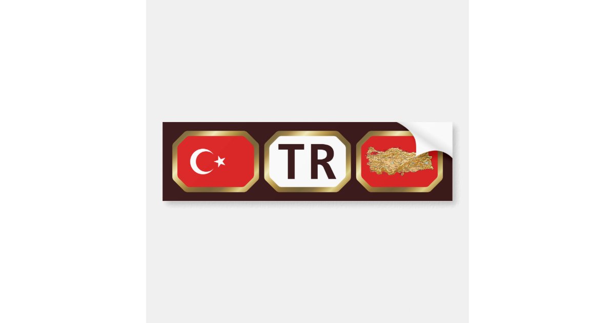 Turkey Flag Map Code Bumper Sticker | Zazzle