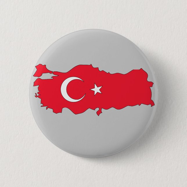 Turkey flag map pinback button (Front)