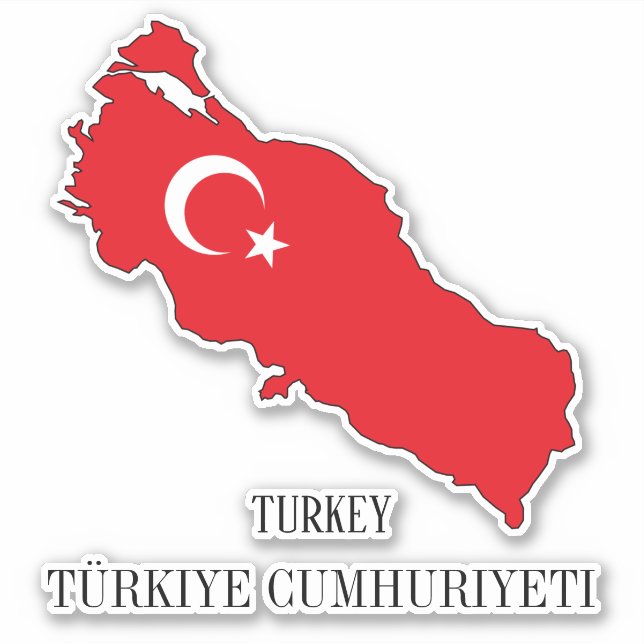 Turkey Flag Map Sticker (Front)