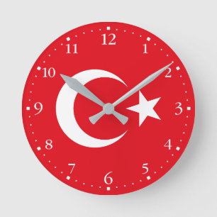 Turkey Flag Round Clock