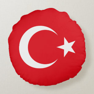 Turkey Flag Round Pillow