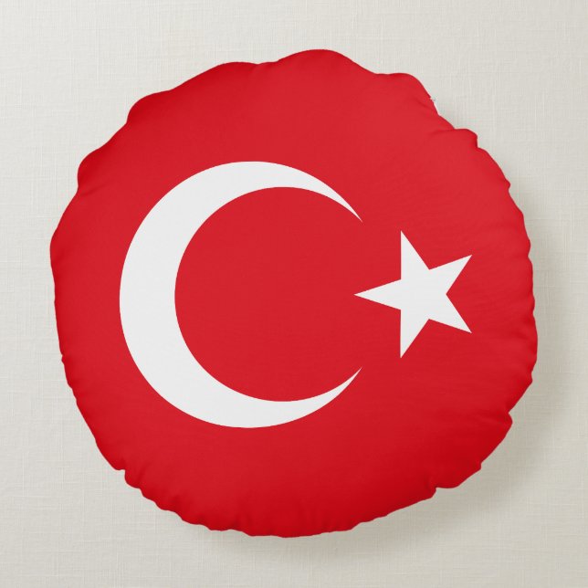 Turkey Flag Round Pillow (Back)