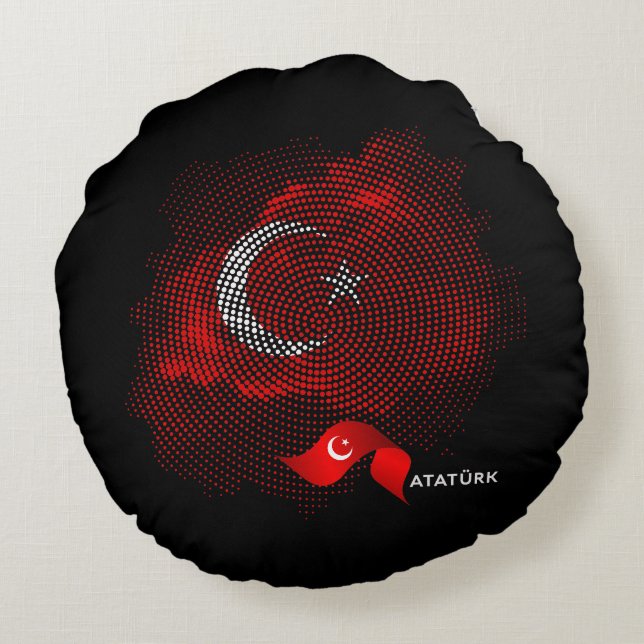 Turkey flag round pillow (Back)
