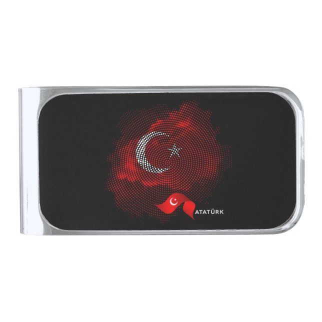 Turkey flag silver finish money clip (Front)