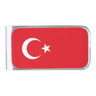 Turkey Flag Silver Finish Money Clip