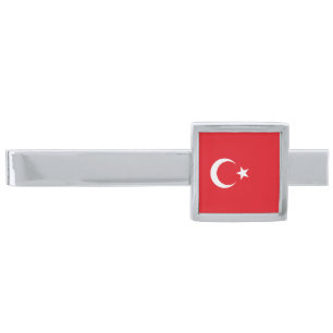 Turkey Flag Silver Finish Tie Bar