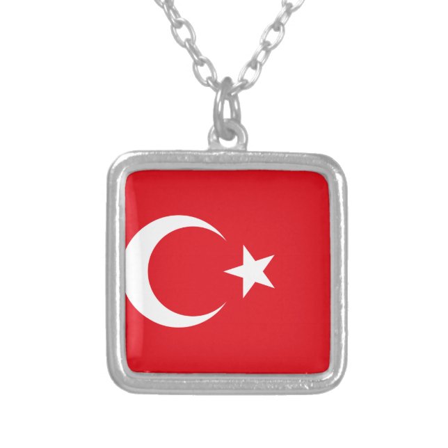 Turkey flag silver plated necklace (Front)