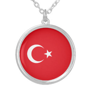 Turkey Flag Silver Plated Necklace