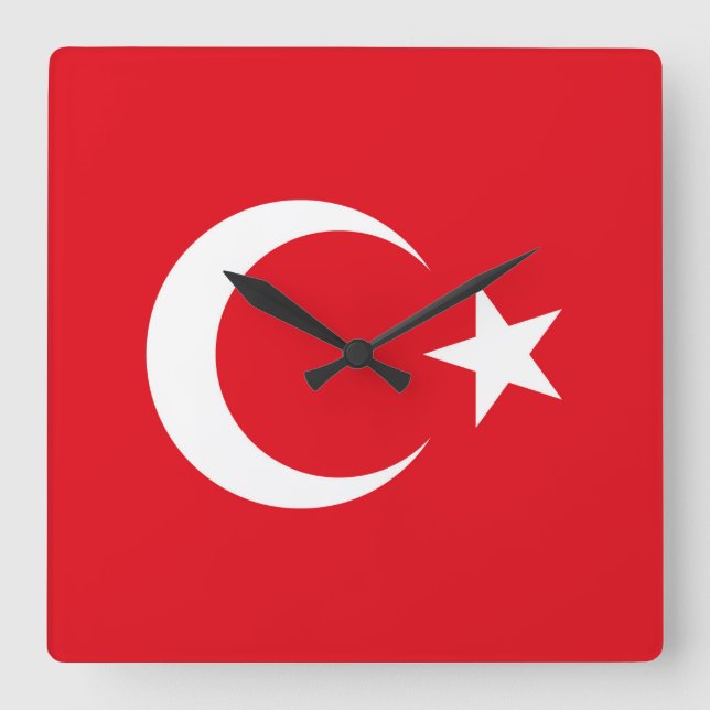 Turkey Flag Square Wall Clock (Front)