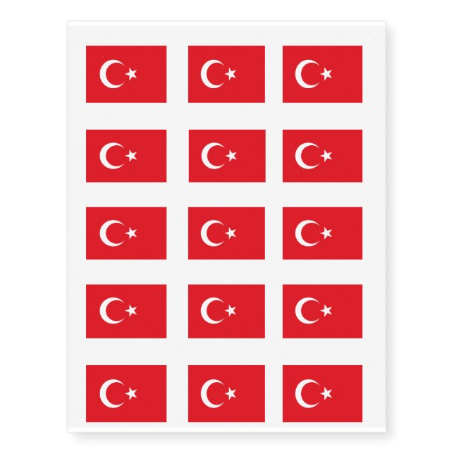 Turkey Flag Temporary Tattoos (Front)