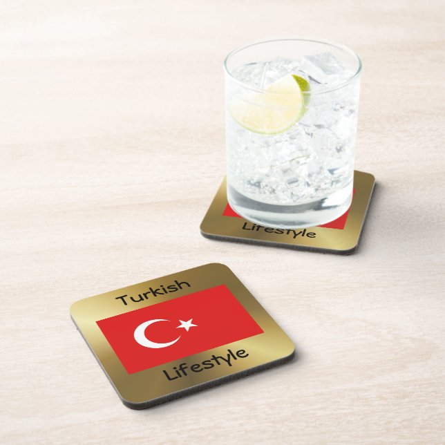 Turkey Flag+Text Coaster (Right Side)