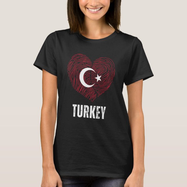 Turkey Flag Turkish Flag Turkey DNA Turkey Heart T-Shirt (Front)