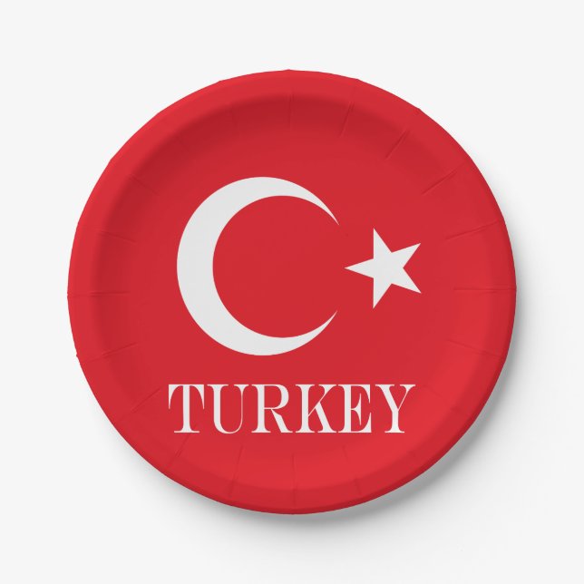 Turkey flag Turkish Paper Plates (Front)