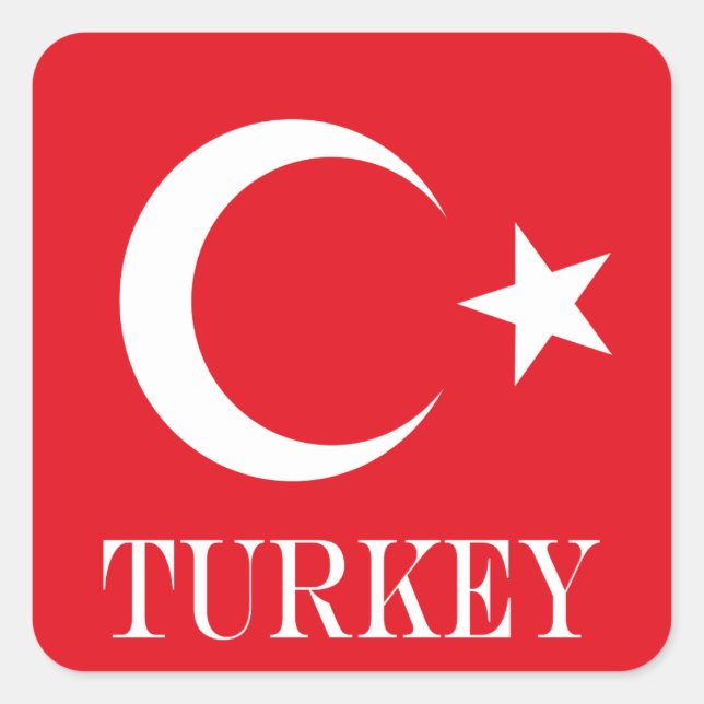 Turkey flag Turkish Square Sticker (Front)
