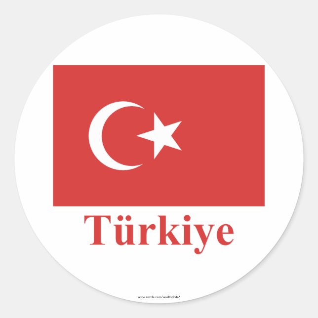 Turkey Flag with Name in Turkish Classic Round Sticker (Front)