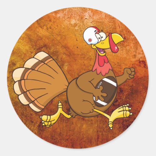 turkey football player classic round sticker