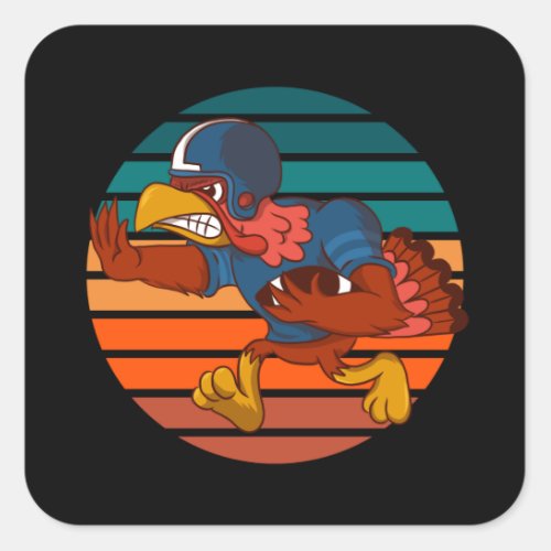 Turkey Football Player Retro Square Sticker