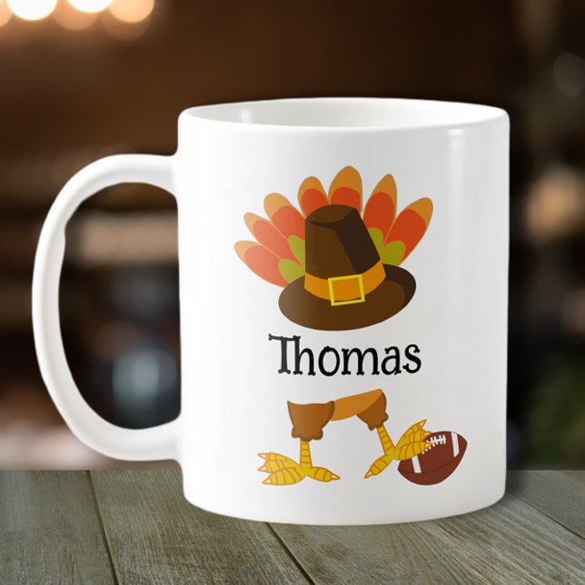 Turkey Football Thanksgiving Cartoon  Coffee Mug (Creator Uploaded)