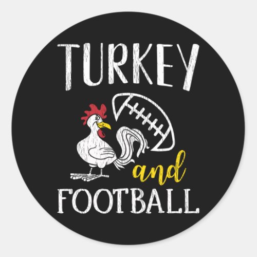 Turkey Football Thanksgiving Family Football Fan Classic Round Sticker