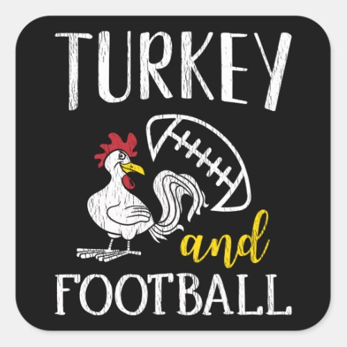 Turkey Football Thanksgiving Family Football Fan Square Sticker