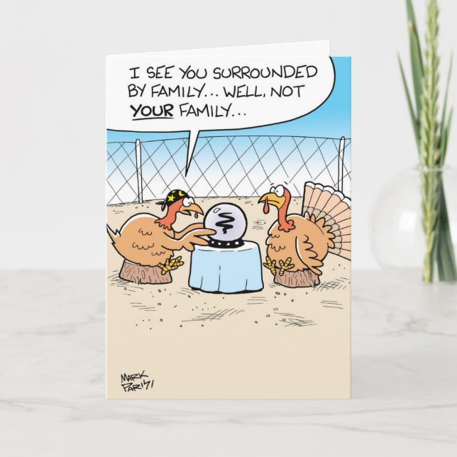 Turkey Fortune Teller  Thanksgiving Card (Front)