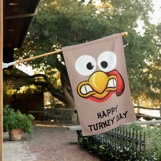 Turkey Funny Face House Flag (In SItu)