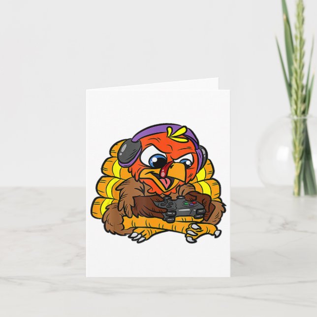 Turkey Gamer Funny Thanksgiving Cool Video Games G Card (Front)