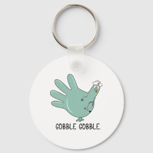 Turkey Glove Thanksgiving Gobble Nurse Thanksgivin Keychain