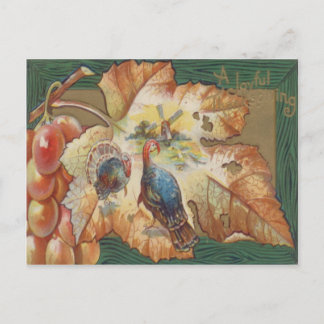 Turkey Grapes Windmill Fall Leaf Postcard