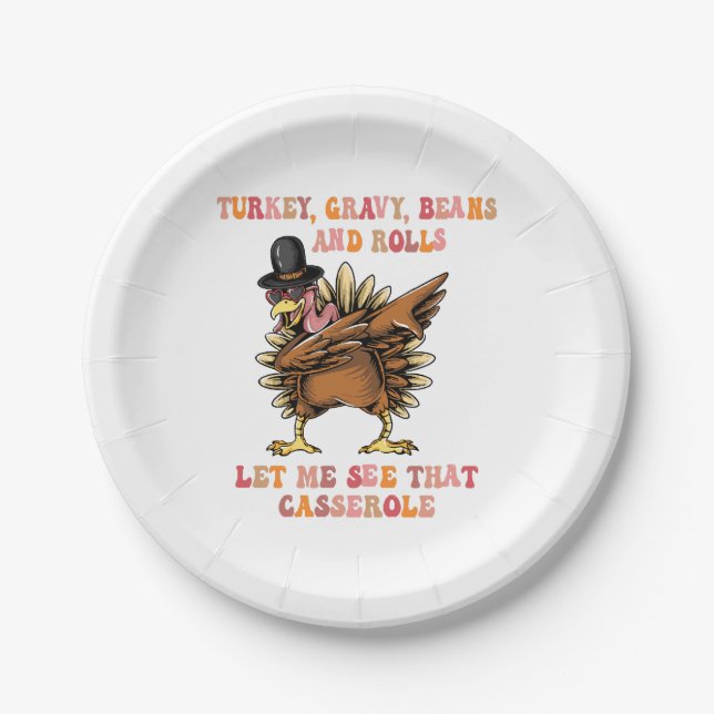 Turkey Gravy Beans And Rolls Let Me  Paper Plates (Front)