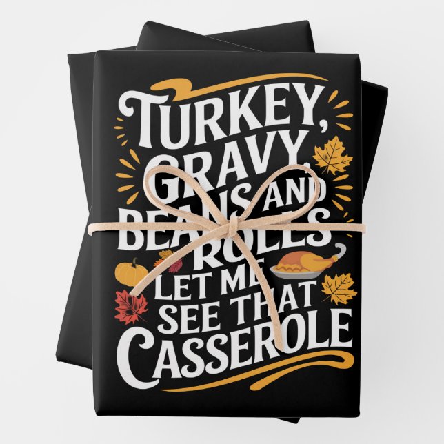 Turkey Gravy Beans And Rolls Let Me See Casserole Wrapping Paper Sheets (In situ)