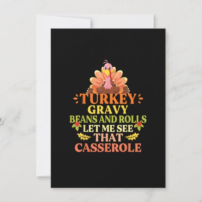 Turkey Gravy Beans And Rolls Let Me See That Casse Invitation (Front)