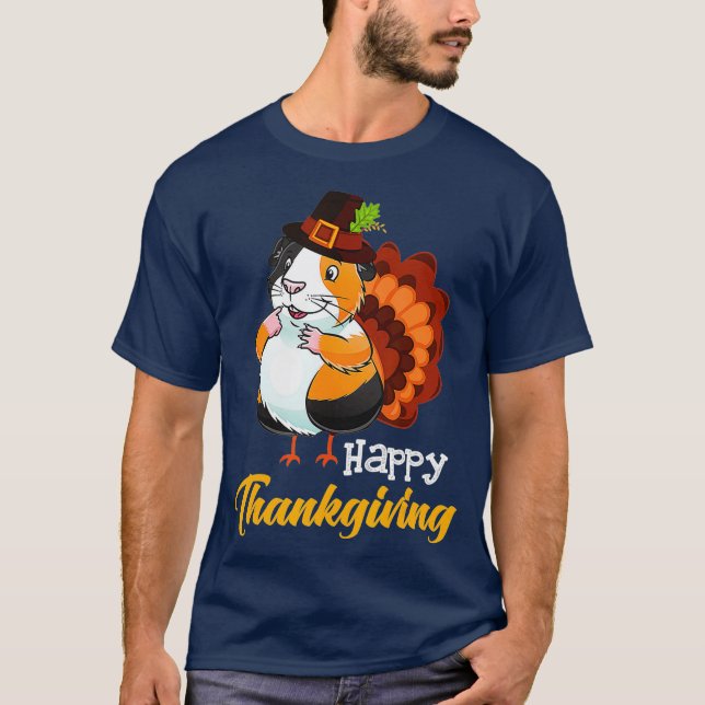 Turkey Guinea Pig Happy Thanksgiving Gift Guinea T-Shirt (Front)