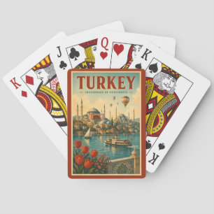 Turkey Hagia Sophia Blue Mosque Illustration Retro Poker Cards