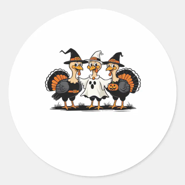 Turkey Halloween Boo, Thanksgiving Turkey, Spooky Classic Round Sticker ...