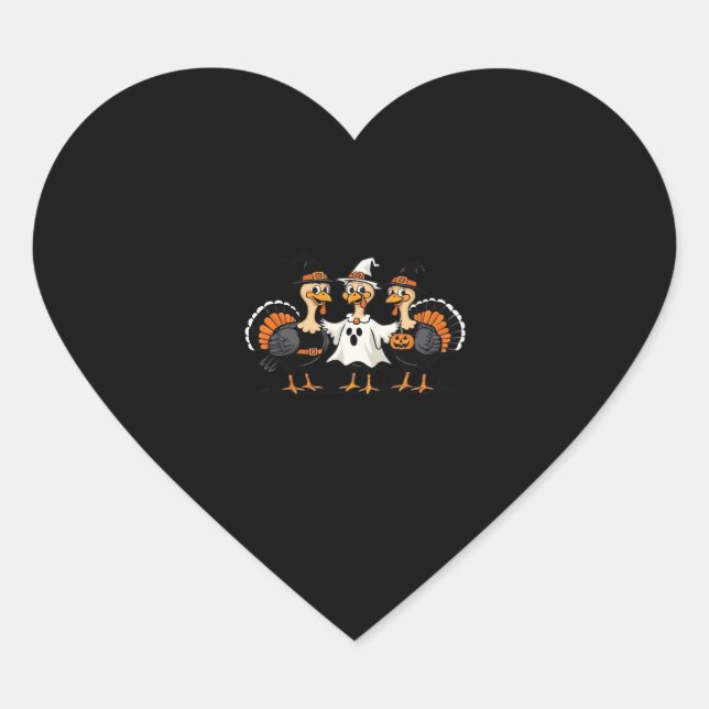 Turkey Halloween Boo, Thanksgiving Turkey, Spooky  Heart Sticker (Front)