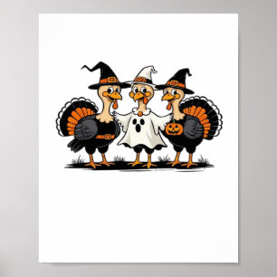 Turkey Halloween Boo, Thanksgiving Turkey, Spooky Poster