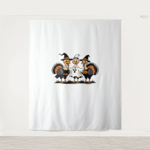 Turkey Halloween Boo, Thanksgiving Turkey, Spooky Tapestry