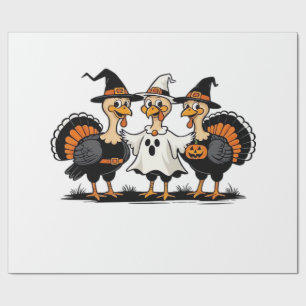 Turkey Halloween Boo, Thanksgiving Turkey, Spooky  Wrapping Paper