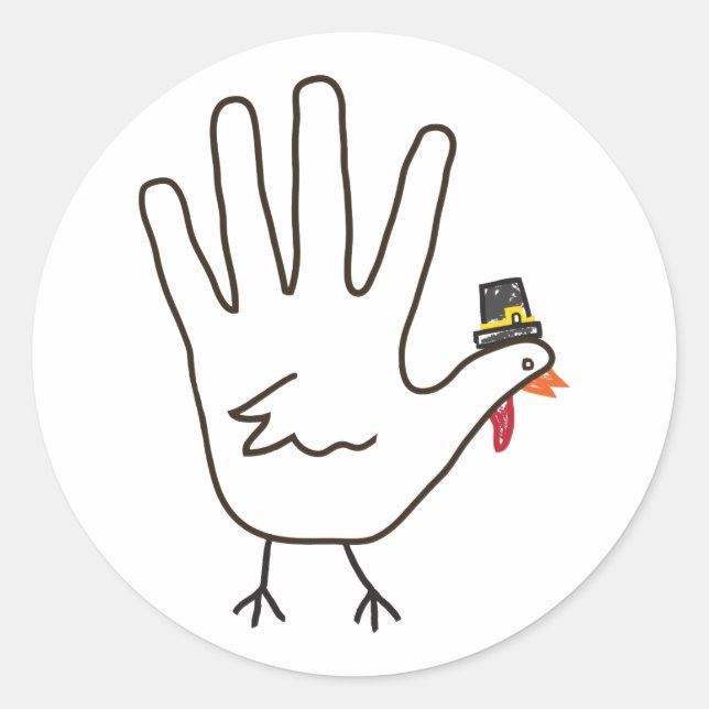 turkey hand classic round sticker (Front)