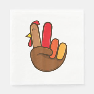 Turkey Hand Peace Sign Groovy Thanksgiving Retro H Napkins