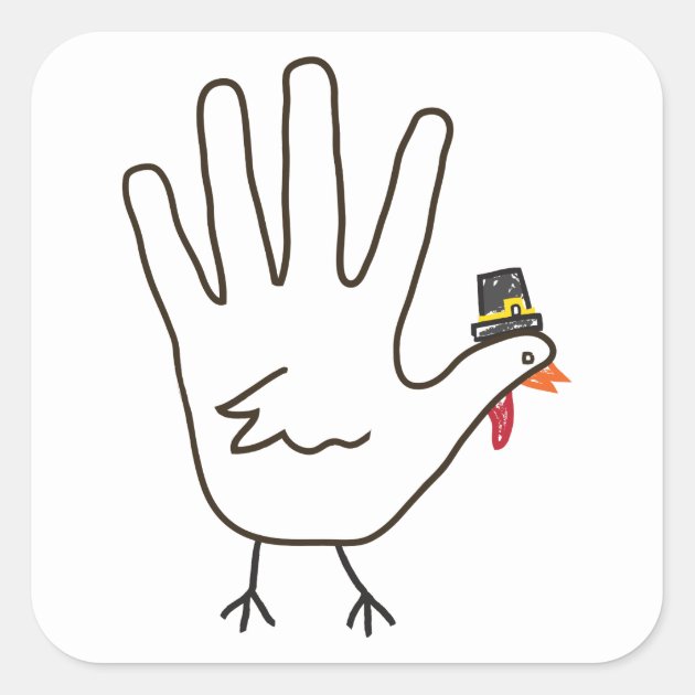 Turkey Hand Square Sticker