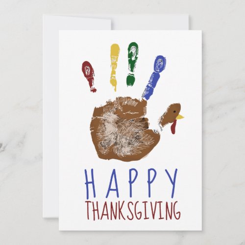 Turkey Handprint Kid Happy Thanksgiving Cute  Holiday Card