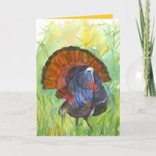 Turkey Happy Thanksgiving Autumn Bird Holiday Card