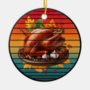 Turkey happy thanksgiving day fall season autumn ceramic ornament
