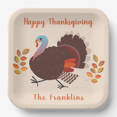 Turkey Happy Thanksgiving Paper Plates